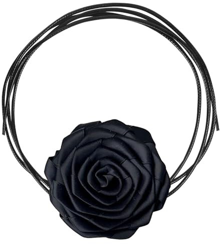 GIKPAX Colliers de fleurs réglables Boho ras du cou en tissu vintage avec roses pour femmes, filles, mariée, fête de mariage, anniversaire (noir)