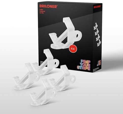 BRILONER - Pimp your Stripe set di 4 staffe angolari per profili in alluminio con diffusore, adattatore angolare, accessori, montaggio angolare, trasparente