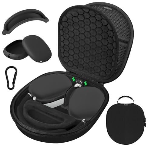 AirPod Max Case mit Schlaf- und Ladeunterstützung, AirPods Max Case Accessory Compatible with Apple AirPods Max Wireless Over-Ear Headphones, Travel Portable Airpod Max Case(Black)
