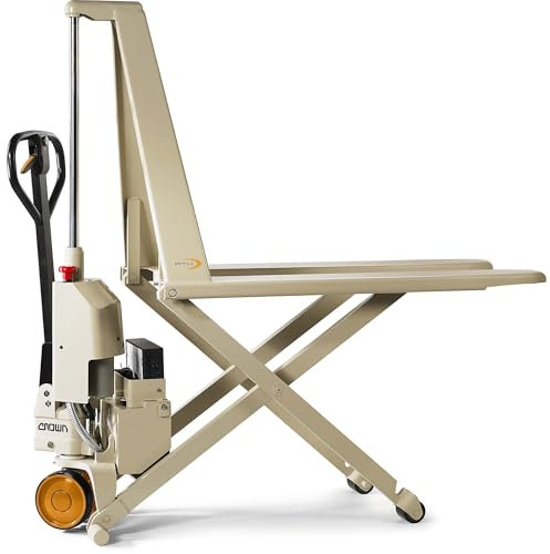 Crown PTH 50 PS Scherenhubwagen mit Elektro-Scherenhub | 1000 kg Tragfähigkeit | Hubhöhe 800 mm | Single-Polyurethanrollen | 3 Jahre Garantie | Hubwagen Scherenhub | Palettenhubwagen | Hubtischwagen
