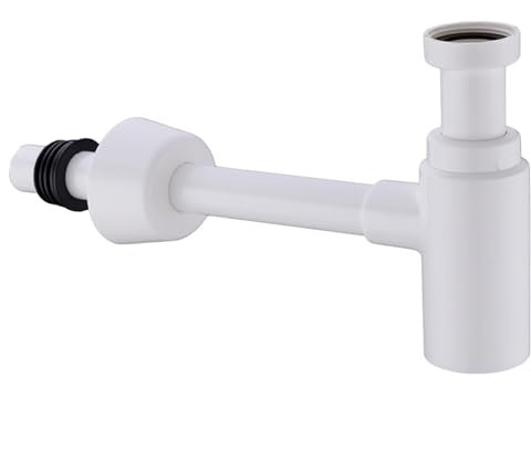 LYHYDMA Siphon de Lavabo Piège à Bouteille Siphon Rond en Plastique ABS Salle de Bain lavabo Tuyau déchets Blanc Pop Up vidange avec trop-Plein.