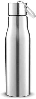Botella de agua deportiva de acero inoxidable de una sola capa; botella de agua para bicicleta, botella de agua deportiva de boca ancha a prueba de fugas; sin BPA, con correa para el hombro, adecuada