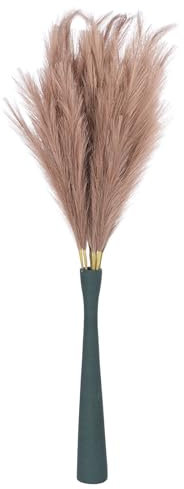 sourcing map Lot de 8 grandes tiges d'herbe de la pampa artificielle pour décoration de maison, mariage, vase, marron, 114 cm
