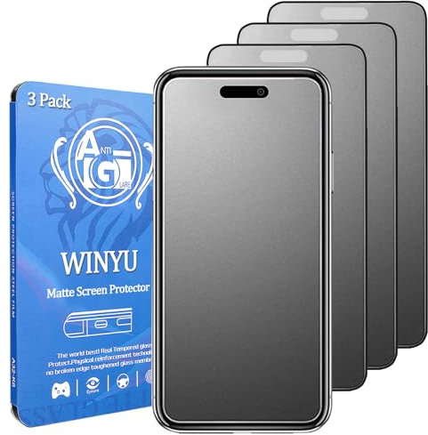 WINYU 3PCS Matte Tempered Glass for iPhone 16 Pro Max Full Coverage Screen Protector Matt Anti-Glare Anti-Scratch 9H Tempered Glass Protective Film for iPhone 16 Pro Max,6.9