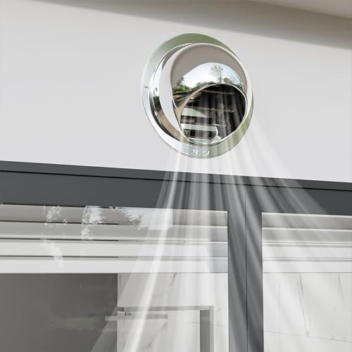 Griglia Aerazione con Griglia E Rete Griglia Ventilazione in Acciaio Inox, Copertura di Scarico Rotonda per HVAC, Griglia Antivento E Antipioggia per Esterni(160mm)