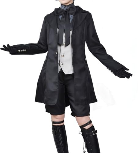CR ROLECOS Anime Black Ciel Phantomhive Cosplay Kostüm Outfit Schwarze Uniform Cosplay Weihnachten Party Kostüm M