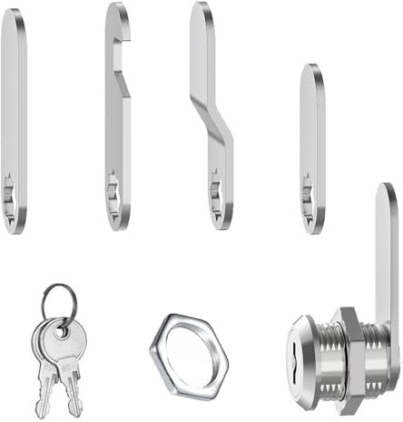 25mm Mailbox Lock with Key Alike, Security Letterbox Lock Cabinet Drawer Cam Lock, Cupboard Door Lock with 2 Keys and 4 Different Lock Plates for Mailboxes Toolboxe Filing Cabinet Letter Box Lock