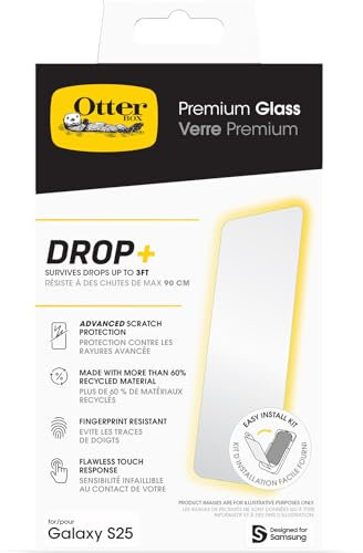 OtterBox Premium Glass Displayschutz für Samsung Galaxy S25 / Samsung Galaxy S24, gehärtetes Glas, hervorragender Kratzschutz, übersteht Stürze bis zu 0,9m