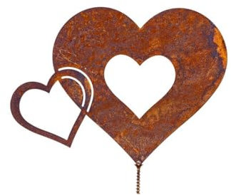 Der-Porzellan-Laden Edelrost Herz, romantische Rostdeko, Gartendeko aus Metall zum Schrauben, 15 x 20 cm, ideal für Innen- & Außenbereich, wetterfest und robust
