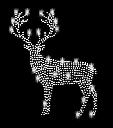 Hirsch Geweih Strass Bügelbild 5 Hotfix Applikation
