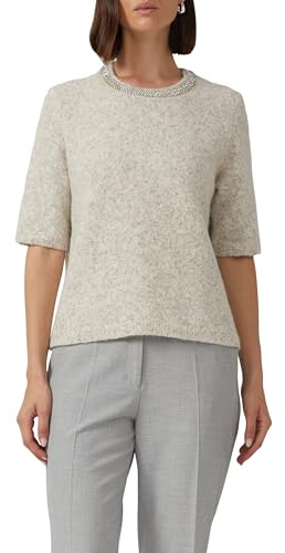 s.Oliver Softer Kurzarm-Pullover aus Wollmix mit Schmuck-Detail