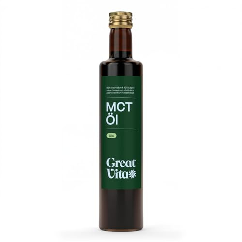 GreatVita Bio MCT Öl auf Kokosölbasis 4x 500 ml | 60% Caprylsäure (C8) & 40% Caprinsäure (C10) Fettsäuren | 100% reines MCT Oil geschmacksneutral - Zuckerfrei, GVO-frei