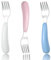 JEYORZY 3 Pezzi Forchetta Bambini Inossidabile Posate per Bambini Acciaio, Lavabile In Lavastoviglie senza BPA con supporto in silicone design anti-soffocamento per Neonati, Bambini(Multicolore)