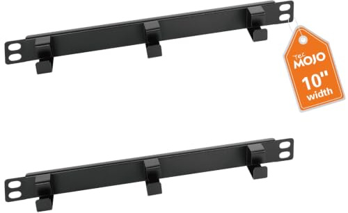 Tecmojo 2 Pack 0.5U Horizontal Cable Manager with 3 D-Rings, Metal Rackmount Cable Organizer for 10 Server Rack & Network Cabinet, Black