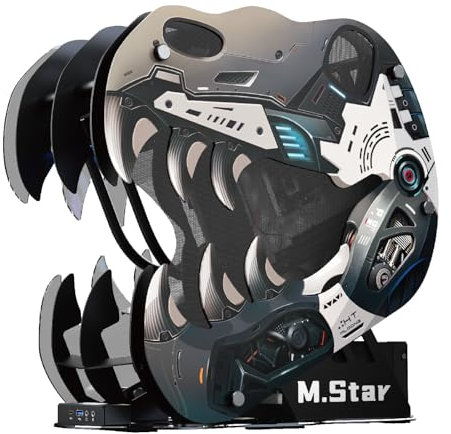 MegaPC Upgraded Open-Frame Mid-Tower Micro-ATX/Mini-ITX Gaming PC Case, Tempered Glass Side Panel, Pre-Installed ARGB PWM Fan, with USB3.0, USB-C, 240mm Radiator Support-Black (Upgrade-Black)