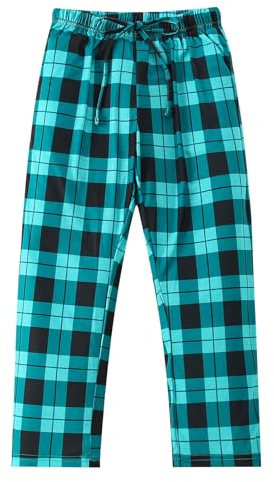 Pilipulu Pantalon de Pyjama Long à Carreaux Chaud Décontracté avec Poches Taille Élastique pour Enfants 7-16 Ans