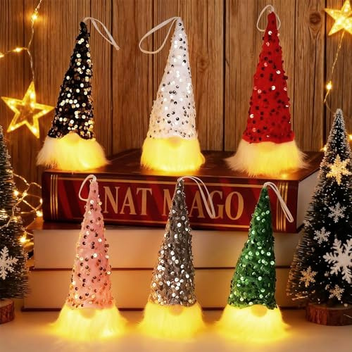 IGUGI 6 Stück Weihnachtsdeko Wichtel Weihnachten Deko Wichtel Schwedischen Weihnachtsmann Santa Tomte Gnom LED Weihnachtsdeko Skandinavischer Zwerg Geschenke für Familie Weihnachten