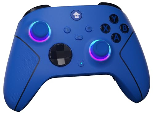 YUYIU Manette 2,4 GHz avec lumière RVB 7 couleurs pour manette Xbox, Xbox One Series X, S, consoles, PC Windows, avec batterie 1000 mAh/double vib-ration/Turbo/programmable, prise audio 3,5 mm