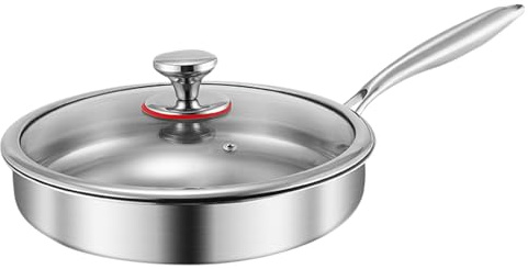 yupeuooe Padella antiaderente per friggere, pentole con coperchio, per piano cottura a induzione elettrica, casa, cucina, campeggio, ristorante