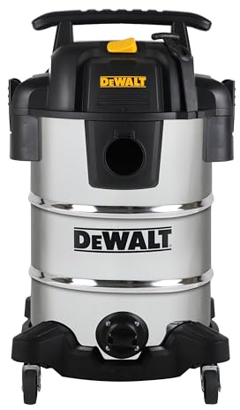 DEWALT DXV30SA | Aspirador Profesional 30 L Seco/Húmedo 1.050 W – Depósito Acero Inoxidable, Función Soplador, Manguera Ø 48 mm