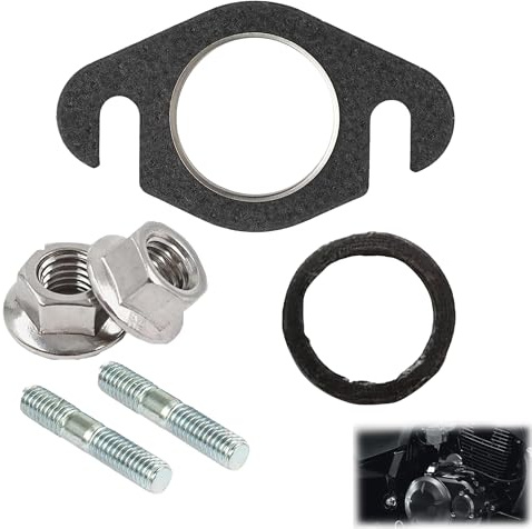 1 Set Auspuffdichtung Auspuff Stehbolzen Krümmer Dichtung, mit 2 Doppelseitige M6-Schrauben und Muttern, 50cc 2T für Yamaha Aerox, Auspuffdichtung Universal Auspuffkrümmer, Kompatibel mit Aerox Bw's,