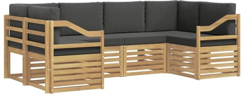 vidaXL Ecksofa Set 6 pcs Weiß und Anthrazit 245 x 126,5 x 73 cm, Gartenlounge, Moderne Ecksofa, langlebige Sitzgelegenheit, Terrassenmöbel, bequemes Wohnen