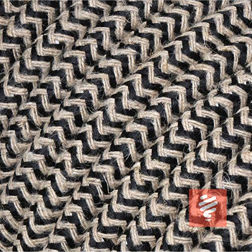 Textilkabel für Lampe, Stoffkabel aus Leinengarn, 3-adrig (3x0,75mm²), Leinen-Schwarz - 5 Meter