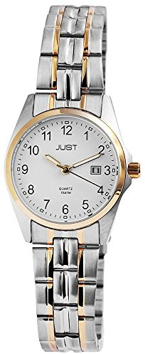 Just Esra Damen – Uhr Edelstahl Armbanduhr Datum Anzeige Analog Quarz JU10119 (Silberfarbig Goldfarbig)