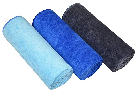 MAYOUTH Mikrofaser Handtuch Set f¨¹r Sauna Fitness Sport, Schnelltrocknende Handt¨¹Cher aus Microfaser, Unisex Sporthandtuch Dunkelblau+Blau+Grau 40cm X80cm
