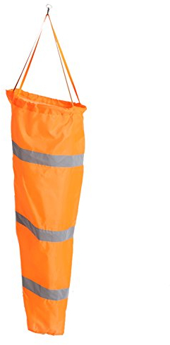 Orangefarbener Windsack für Flughäfen im Freien, Ripstop-Windmess-Sockentasche mit reflektierendem Gürtel (100 cm)