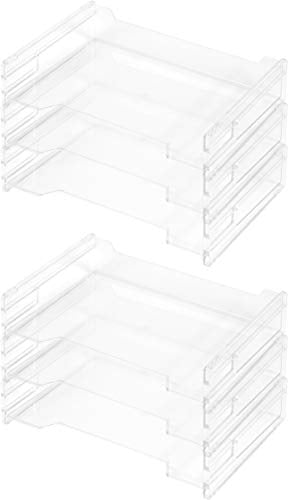 Herlitz 1610393 Ablagekorb A4 quer, transparent und stapelbar (6 Stück, Ablagekorb A4 quer)