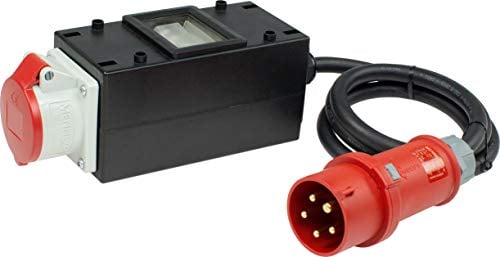 as - Schwabe MIXO Starkstromverteiler – CEE-Stecker 400V/32A/5-polig, ca. 22 kW - 1,5 m Leitung - 1 x CEE Steckdose 400 V 32 A, 5-polig - FI Stromstation - Außenbereich – Made Germany – IP44, 61706