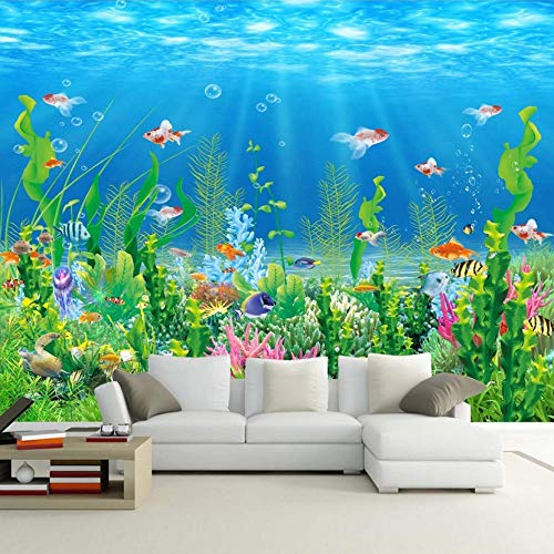 Cartoon Meeresboden Fisch Seetang Wandbild Brauch Kinder Tapete Für Wände Kinderzimmer Tapete Home Decoration Tv Hintergrund,200 * 140Cm