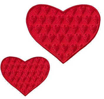 Mono-Quick Bügelbild Aufnäher Patch Applikation zum Aufbügeln Herzen rot 2-teilig 4,0 + 6,0 cm