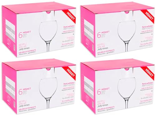 Tradineur - Pack de 24 Copas - Modelo Misket - Capacidad: 260 ml - Ideal para Vino - Aptas para lavavajillas - Tamaño Aprox: Ø 6,7 x 16,5 cm