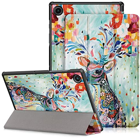 DINGGUAGUA Funda Compatible con Samsung Galaxy Tab A8 10.5 SM-X200/SM-X205, Ultra Slim PU Protectora Carcasa con Función de Soporte y Auto Estela/Sueño, Ciervo