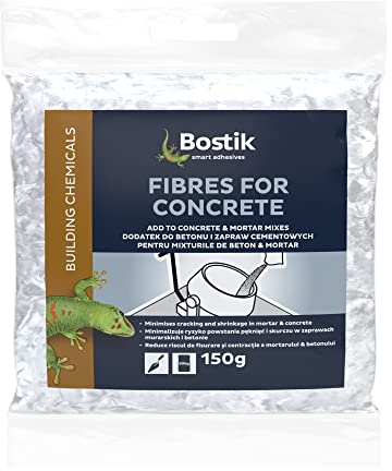 Bostik Fibre per calcestruzzo, riducono al minimo le crepe e il restringimento e migliorano la resistenza al gelo/scongelamento e agli urti di malta e calcestruzzo non strutturale, 150 g