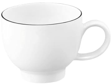 Seltmann Weiden Lido Black Line Espressotassen 6er Set, 90 ml, Tassen mit schwarzem Rand, Porzellan, Weiß