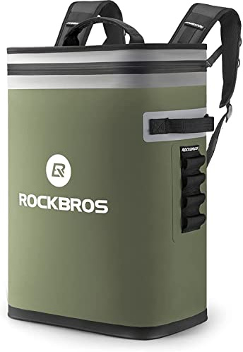 ROCKBROS Borsa Frigo Zaino Impermeabile Rigida Eccellente Isolamento Grande Capacità 17L/20L/22L Frigorifero Portatile per Campeggio/Mare/Pesca/Escursione/Picnic/Viaggio (Zaino Verde 20L)