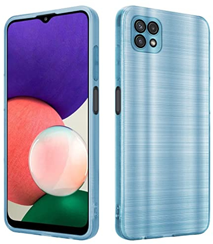 Cadorabo Hülle kompatibel mit Samsung Galaxy A22 5G Schutzhülle TPU Silikon Case Brushed Design mit Kameraschutz Slim Kratzfest Weiche Gummi mit Rundumschutz Case Hülle für Galaxy A22 5G in Türkis