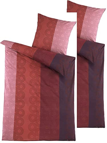 Bach's Betten Welt Biber Bettwäsche Exklusiv Angebot 2 Garnituren 135x200 cm Oeko-Tex (Rot)