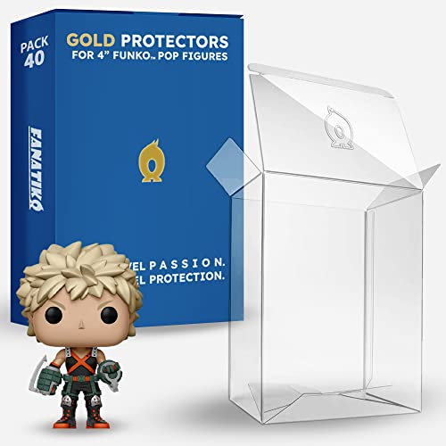 Fanatiko 20er- & 40er-Pack Gold Schutzhüllen für Funko Pop 4 - 0,5mm Schutzhülle - Bewahre Deine Sammlung in perfektem Zustand mit deinem Funko Protector - Pop Case mit Kratzschutzfolie.