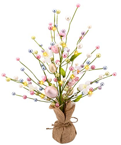Ostern Beleuchteter Baum 46cm Lichterbaum Lichterzweige für Innen LED-Osterdekoration Baum Batteriebetrieben Ostereier Ornamente Bäumchen Dekozweige für Geburtstag Zuhause Party Frühling (Bunt-1)