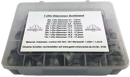 Oetiker Klemmen Sortiment 170 teilig Schlauchschellen Einohrschellen Schlauchklemmen Zapfanlage Zubehör