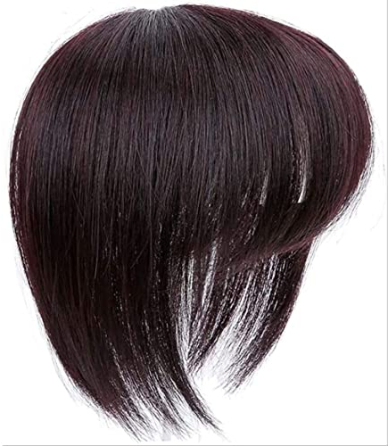 Dunkelbrauner Haartopper -Clip in Haarteil mit Pony 12x12cm Seide gerade 20 cm für Frauen Lady Girl