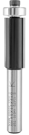 ENT 13572 Fresa de enrasar, Vástago (S) 8 mm, Diámetro (D) 12 mm, NL 25 mm, SL 32 mm, GL 65,9 mm, de, en carburo, con rodamiento de bolas