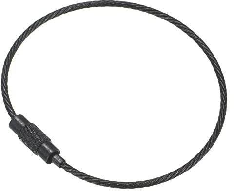 PATIKIL 5 Stück 2 Zoll Draht Schlüsselanhänger Kabel Titan Stahl Schlüsselring Schlaufe für Outdoor Wandern Schwarz