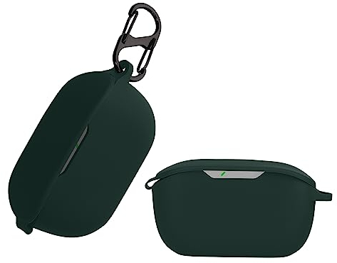 kwmobile Case Compatible with JBL WAVE BUDS Case - Silicone Cover Holder for Earbuds - Dark Green