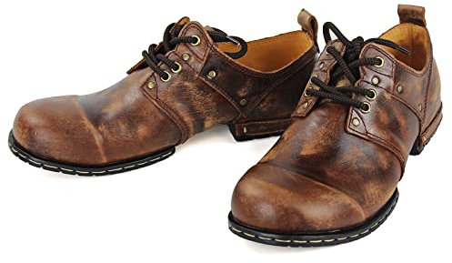OSSTONE Stivali da moto per uomo Woody Browm Caviglia camminare moda Lace-Up Pelle Chukka Stivali Uomo Scarpa Casual OS-6015-1-C-8.5-R