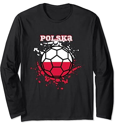 Polen Fußball - Polska - Fan-Trikot mit polnischer Flagge Langarmshirt
